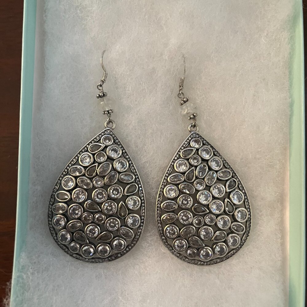 NWT TRISH BECKER FINE JEWELRY PAVE TEARDROP EARRINGS - Picture 6 of 6